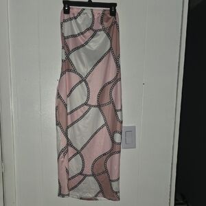 T.J.Maxx Strapless Pink and White Dress